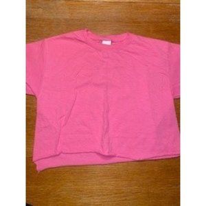 Gildan Pink Crop Top Short Sleeve-L